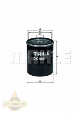 Mahle/knecht Фільтр масляний MAHLE/KNECHT OC 986 - Заображення 1
