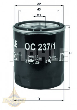 Mahle/Knecht Фильтр масляный MAHLE/KNECHT OC 237/1 - Картинка 2