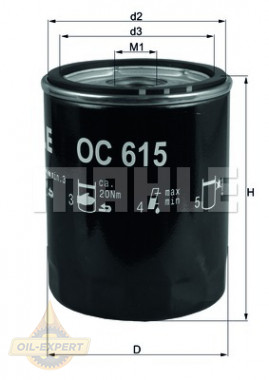 Mahle/Knecht Фильтр масляный MAHLE/KNECHT OC 615 - Картинка 2