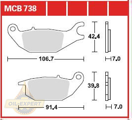 Trw Колодки тормозные мото TRW MCB738 - Картинка 1