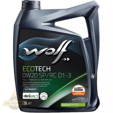 Wolf Моторное масло WOLF ECOTECH 0W-20 SP/RC D1-3  - Картинка 1