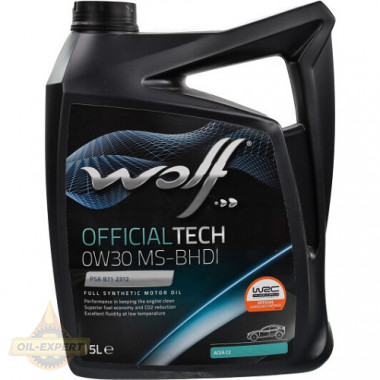 Wolf Моторное масло WOLF OFFICIALTECH 0W-30 MS-BHDI - Картинка 1