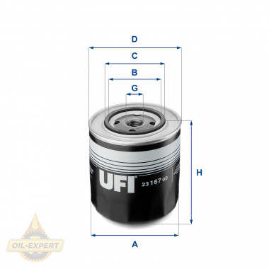 Ufi Фільтр масляний UFI 23.167.00 - Картинка 1