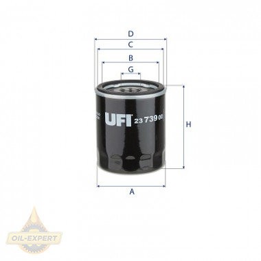 Ufi Фільтр масляний UFI 23.739.00 - Заображення 1